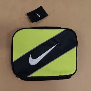 Nike Men's Black and Neon Yellow Insulated Lunch Bag